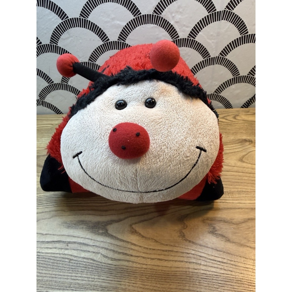 2010 Pillow Pet Ladybug Red Black Soft Stuffed Plush Sanitized Rare Retired 18"